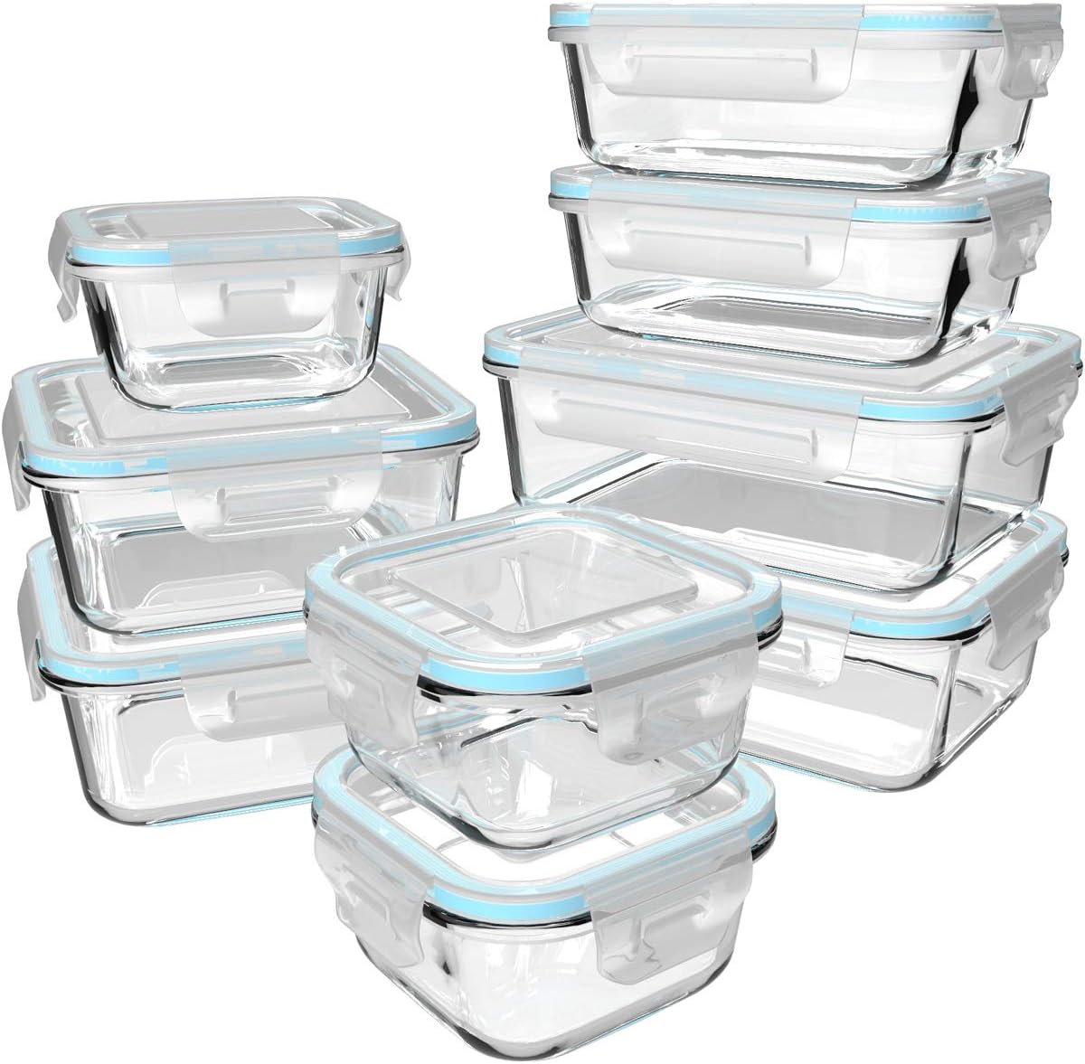 Food Storage Glass Containers - 18 Piece Glass Food Storage Containers