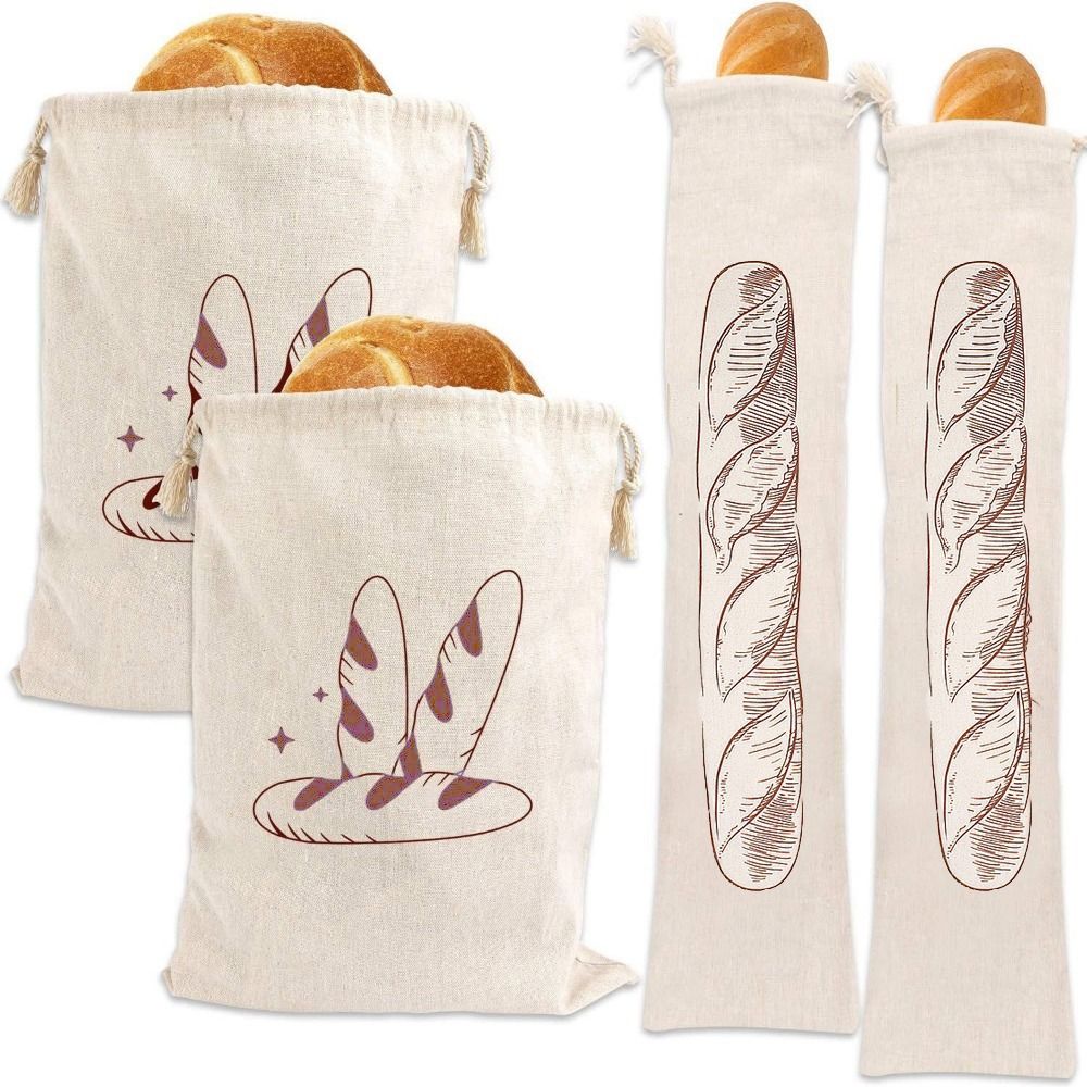 Food Storage Bags Reusable - 2PCS Large Linen Bread Bag Eco