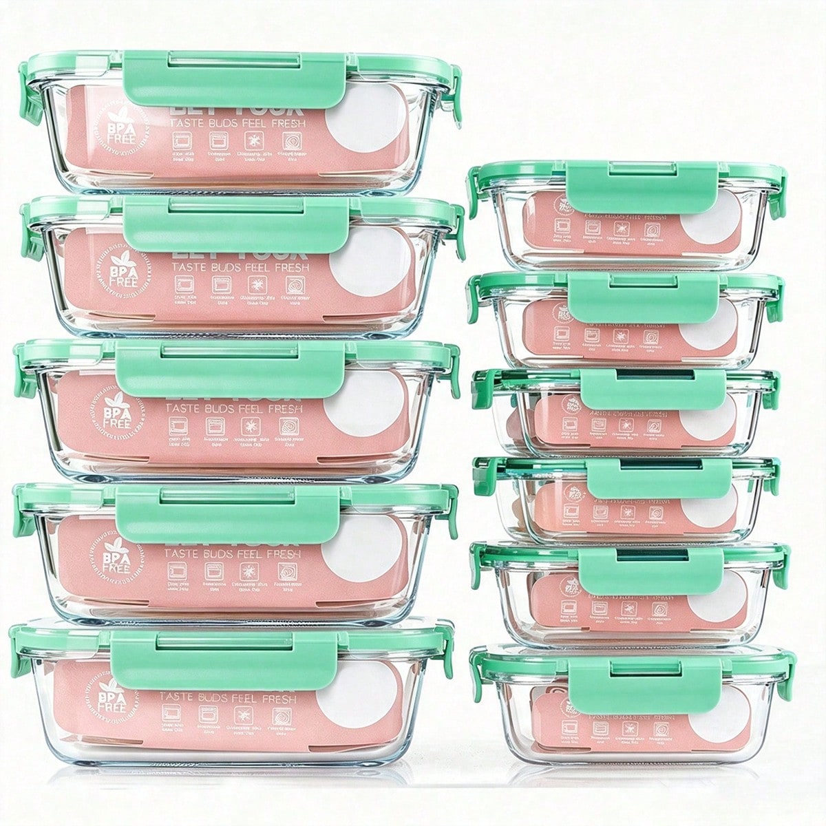 Food Storage Glass Containers - 10 Pack Glass Meal Prep Containers,