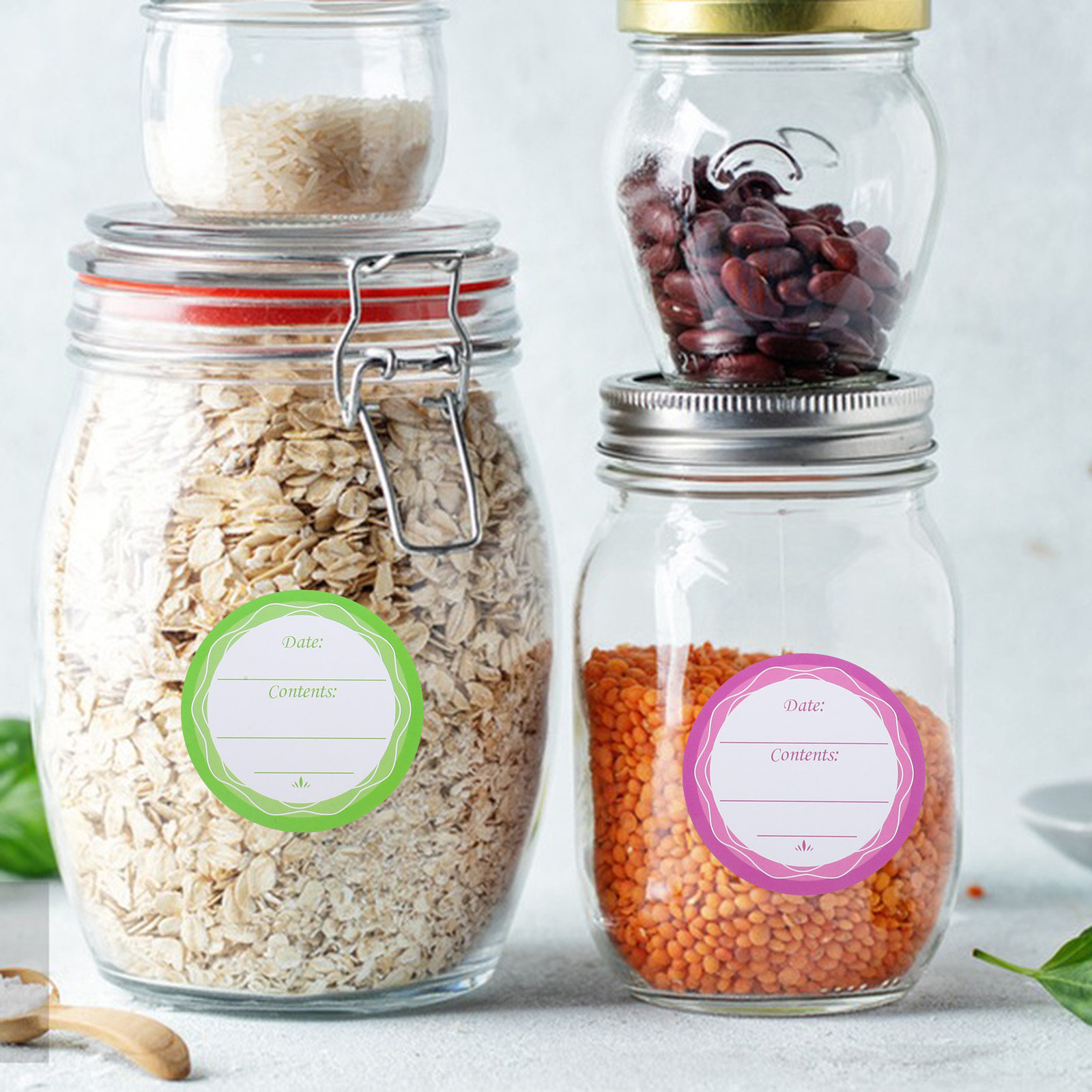 Food Storage Jar Labels - 10Sheets Waterproof Label Stickers for Jars