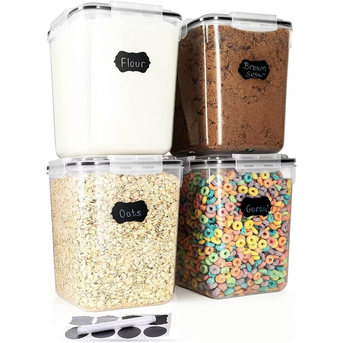 Food Storage Jar Labels - 4PCS Large Food Storage Container, 5200ml/175OZ