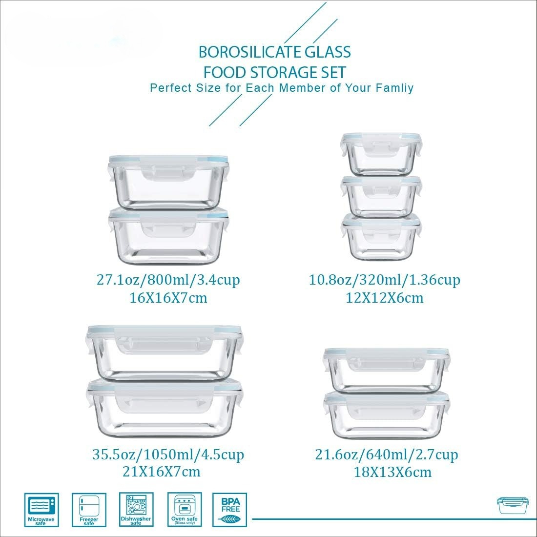 18 Piece Glass Food Storage Co - đánh giá và giá Food Storage Glass Containers
