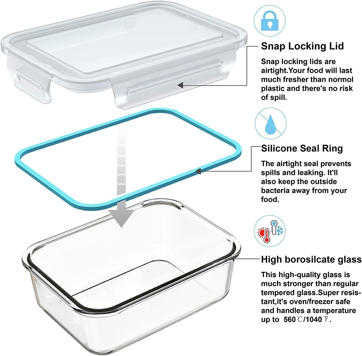 18 Piece Glass Food Storage Co - đánh giá và giá Food Storage Glass Containers