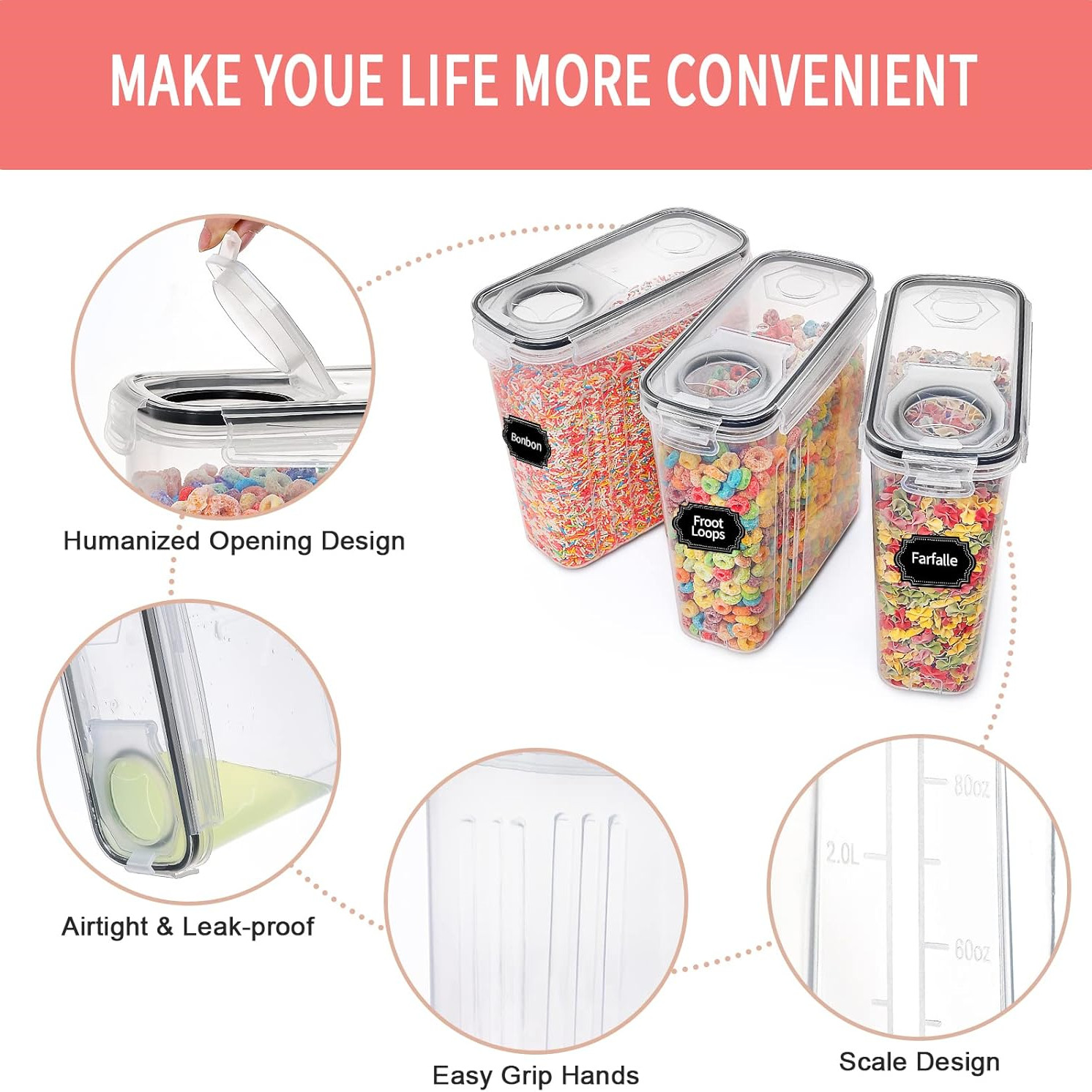 2.5L Cereal Storage Containers - đánh giá và giá Food Storage Labels
