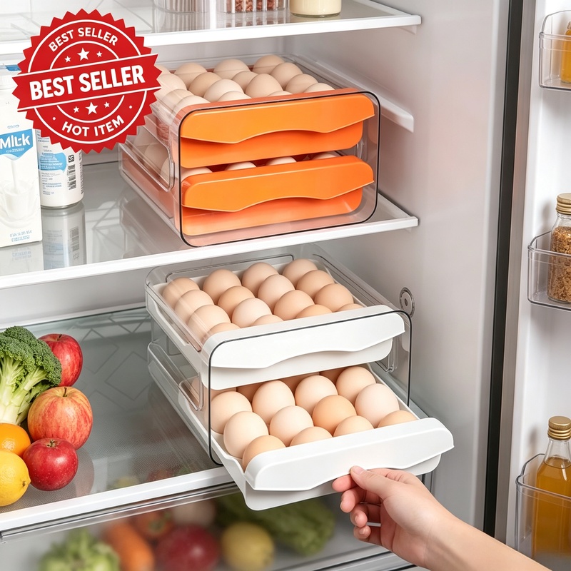 2-Layer Drawer Type Refrigerat - đánh giá và giá Egg Storage Holder