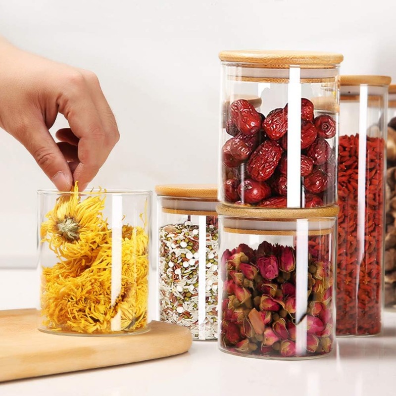 12 Glass Jars Set with Bamboo  - đánh giá và giá Food Storage Jar Labels