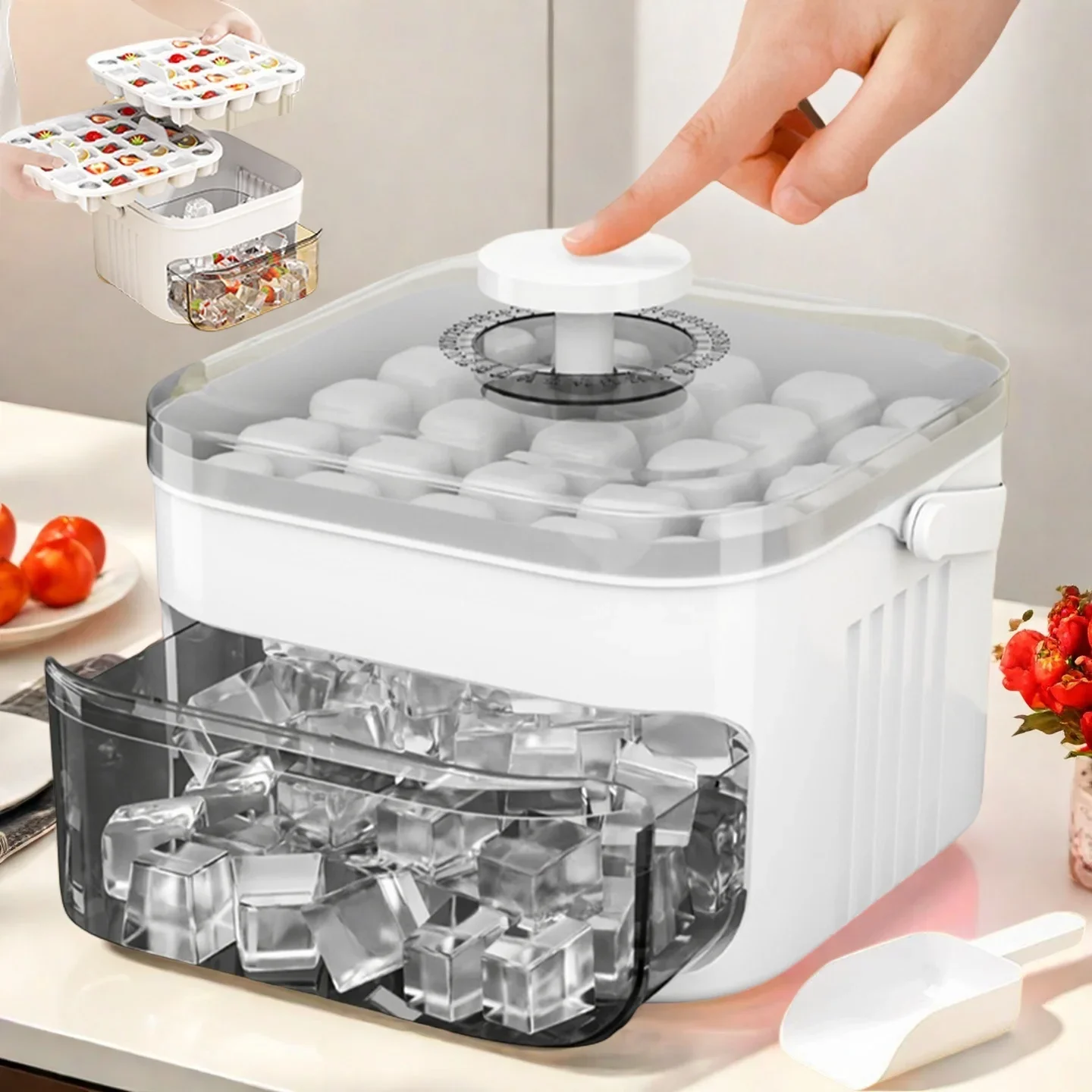 Cube Ice Maker with Easy Press - đánh giá và giá Food Storage Large