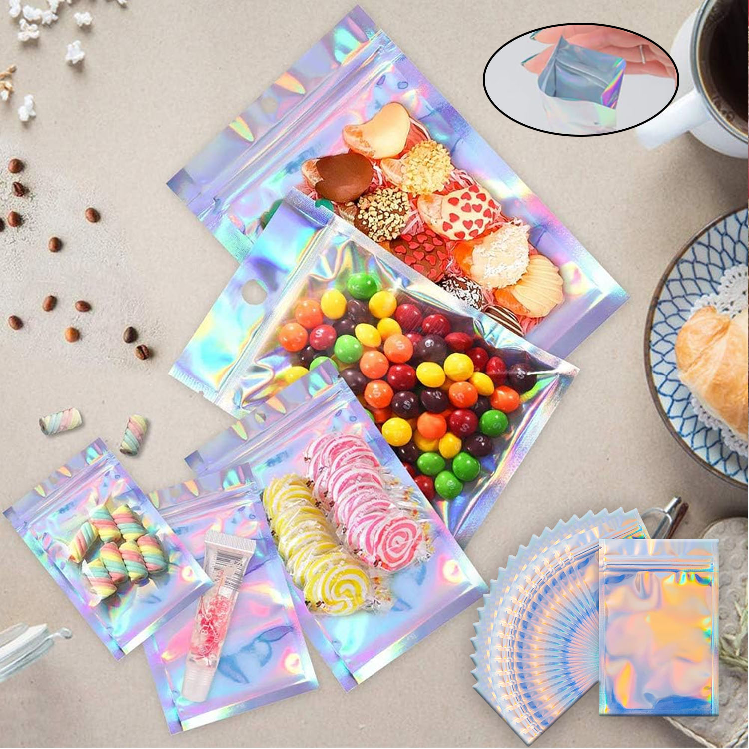 Resealable Holographic Rainbow - đánh giá và giá Food Storage In Mylar Bags