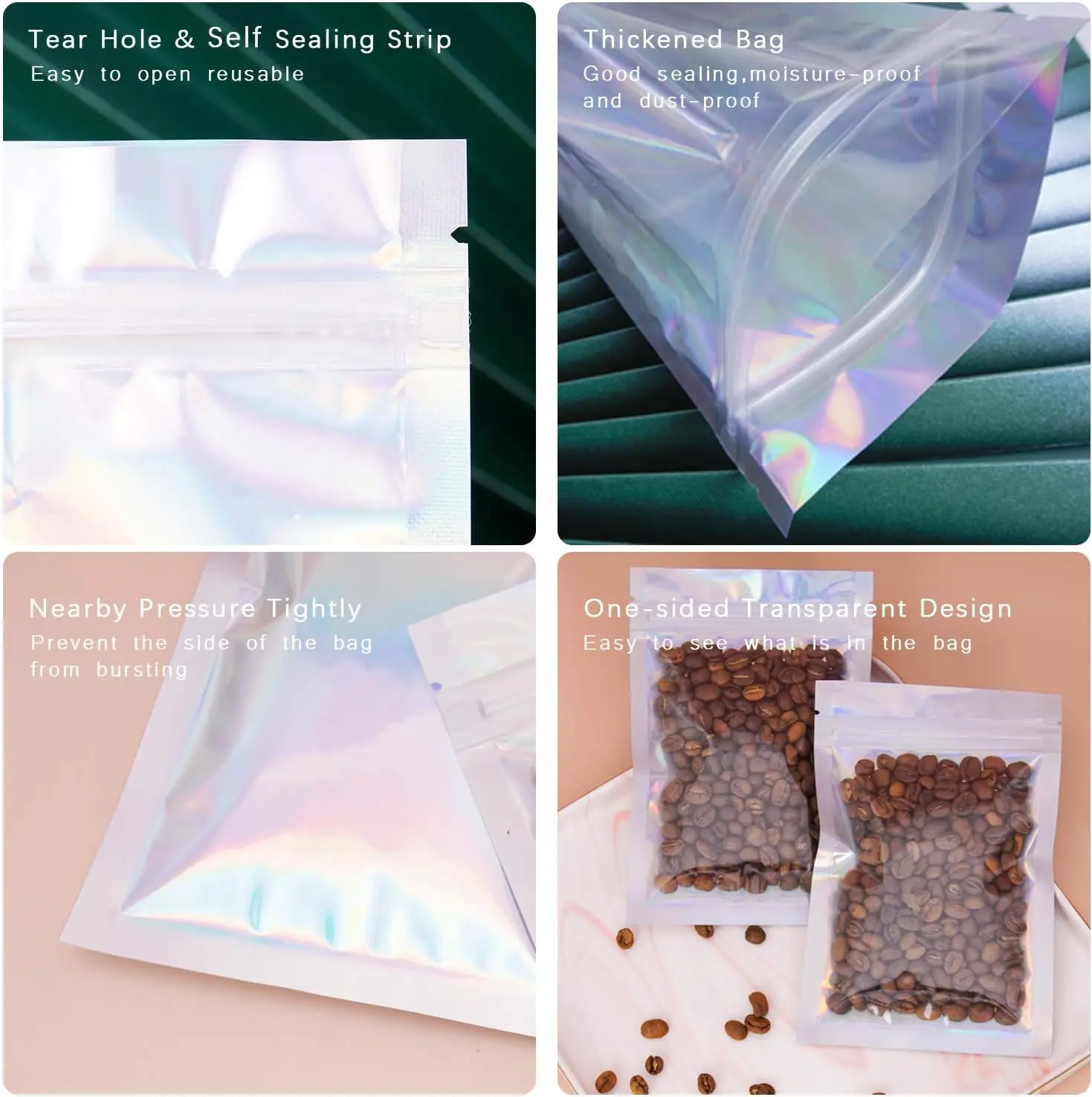 Resealable Holographic Rainbow - đánh giá và giá Food Storage In Mylar Bags